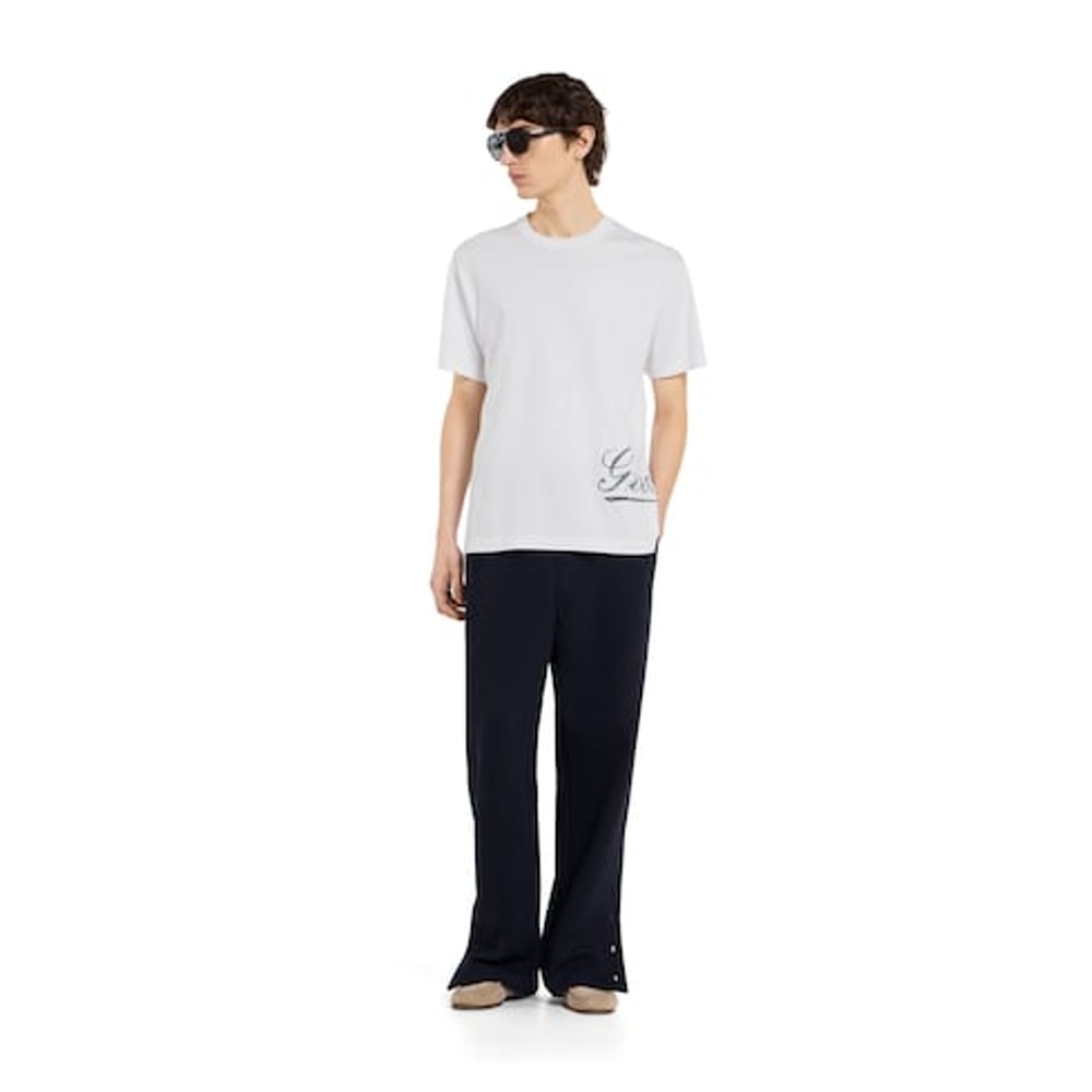 Cotton jersey leisure pants with embroidery