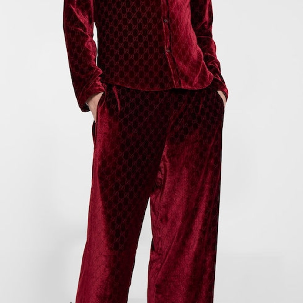 GG velvet devoré sportswear pants