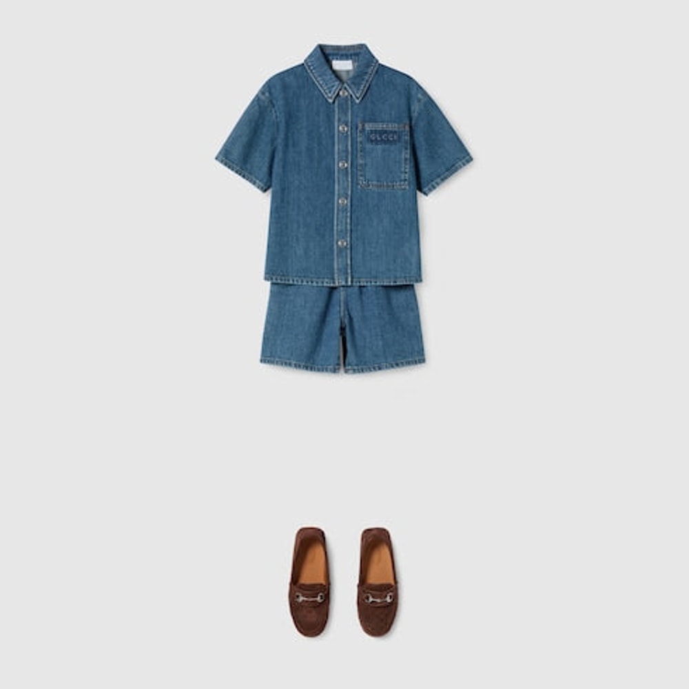 Children's lasered denim shorts
