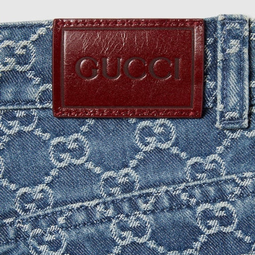 Children's GG denim jacquard pants